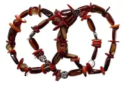 Elastic Bracelets, Set of 3, Brown Theme, Mixed Beads, 7 Inches Each
