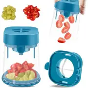 Extrusion Fruit Divider, Small Fruit Slicer, Strawberry Cutter, Quarter Fruit Slicer, Kitchen Accessories Cake Decoration Tool (Blue)