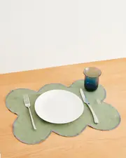 Pistachio & Mineral 100% French Flax Linen Cloud Placemats (Set of Four)