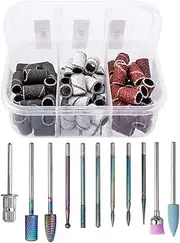 Yakamoz Nail Drill Bits Set, 10Pcs Tungsten Carbide Nail File Bits & 75pcs Nail Sanding Bands(#80#120#180 Grits) with Mandrel Bit Gel Acrylic Nails Professional Electric Nail File for Manicure Pedicure.