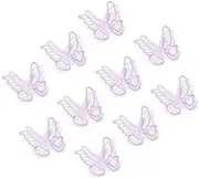 uxcell 10Pcs Butterfly Appliques Embellishments, 2 inches Double Layer Lace Organza Butterfly Patches Sew On Appliques for Wedding Bride Dress Clothes Hat Curtain, Purple