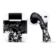 Skins Wraps compatible for Apple Airpods Black Floral Pattern