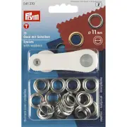 Prym Eyelets And Washers 11.0mm Silver-Coloured Brass Rustproof