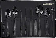 CREATIVECHEF Set of 10 Kitchen Tongs Chef Plating Tools Culinary Kit, Precision Tongs Specialty Chef Plating Kit for Decorating Food, Sturdiness Stainless Steel, Professional Kitchen Secret,Black