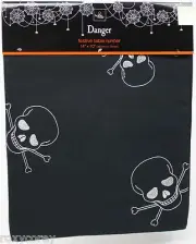 Halloween Home Wear Black Skull Danger Festive Table Runner 14x70 inch NWT