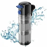 Internal Aquarium Power Filter: 8W Adjustable Water Flow 2 Stages Filtration