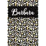 BARBARA: PERSONALIZED NOTEBOOK LEOPARD PRINT BLACK AND GOLD ANIMAL PRINT WOMEN- CHEETAH- CAT (ANIMAL SKIN PATTERN) WITH CHEETAH