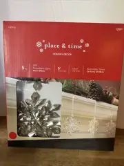 Place & Time LED Snowflake Warm White Lights 9’ Auto Timer