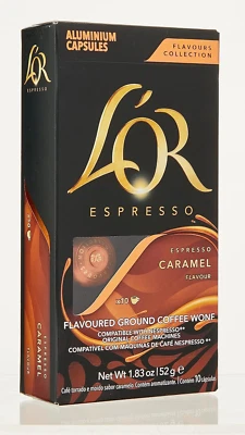Espresso Caramel Coffee - 100 Aluminium Capsules Nespresso Machines (10X10 Pods