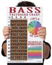 LAMINATED 4 String Bass Fretboard Chart Poster Nashville Numbering Theory