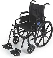 Medline Premium Ultra-lightweight Wheelchair with Flip-Back Desk Arms and Swing-Away Leg Rests for Easy Transfers, Black, 20" Seat