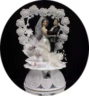 BOWLING ball Pins Wedding Cake Topper White silk HEART Bowler funny grooms cake