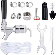 Patioer Draft Beer Faucet Beer Line Shank Kit Kegerator Parts Beer Tower Dispenser Replacement Set, Self-Closing Beer Tap 3/16” ID Beer Tubing 1/4" Keg Coupler Barb