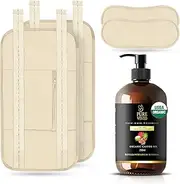 Organic Castor Oil Pack 250ml- Reusable Castor Oil Wrap for Liver, Thyroid & Stomach – Unisex Waist & Neck Compress Pads – 100% Pure Cold-Pressed for Hair Growth, Skin Moisturization, Eyelash and Eyebrows Enhancement