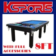POOL TABLE 8FT SNOOKER BILLIARD TABLE 25MM TABLE TOP WITH LEATHER POCKETS 6 LEGS