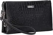 [WIOEERS] Top Layer Cowhide Men's Clutch Bag, Large Capacity, Combination Lock, Alligator Texture Embosser, Detachable Wrist Strap Leather Clutch Bag.