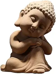 Mini Buddha Statue, Cute Buddha Sculpture, Resting Buddha Sculpture Religious Buddhist Ceramic Figurine, 11.4" Tall
