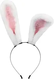 AAGAZA Headband with Long Plush Rabbit Ears Hair Hoop for Easter Cosplay, Accessories for Halloween Photos, 28cmx31cm/1760 (Color : White, Size : 28cmx31cm)