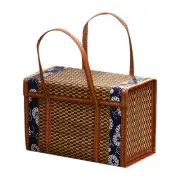 Picnic Woven Basket Wicker Storage Bag Handle Folded Fruit Shopping Food2960