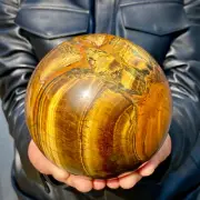 4LB Natural Tiger Eye Stone Crystal Ball Quartz Healing Sphere Décor