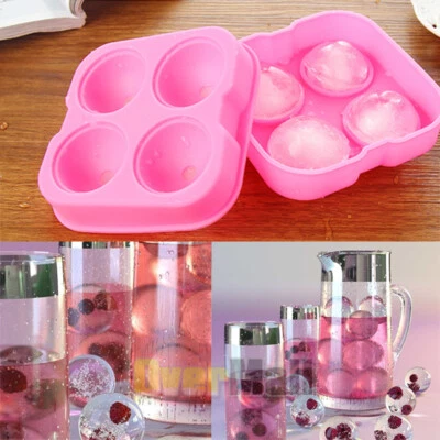 Silicone 3D ICE Cube Tray Maker Round Ball Sphere Mold Whiskey Cocktails Pink
