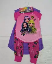 NWT Rainbow High 3 Piece Pajama Set Nightshirt Top Pants Size 4 Pink/Purple AM12