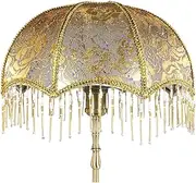 European Vintage Lamp Shade with Tassels Victorian Fringe Lamp Shade 7.87x7.48 Inch Decorative Dome Pendant Light for E27 Table Lamps, Floor Lamps, Vintage, Fringe