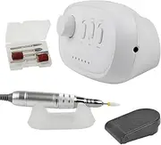 Professional Electric Nail Drill Kit, 35000 RPM Cordless Portable Nail File with 6 Bits, Quiet Nail Polishing Machine for Acrylic Gel Nails, Manicure Pedicure - Salon Home Use (White)