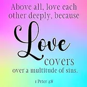 Fabric Panel 8"x8" 1 Peter 4:8 Scripture 100% Cotton Quilting Sewing Block Square S405