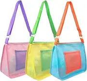 [Generic] Mesh Beach Bag, Beach Toy Collection Bags, Swimming Accessories Carrier, With Easy Maintenance, Lightweight And Foldable Carry, 11.8x9.8x3.9, For Kids, Vacation, Travel, Camping, Summer, Multicolor