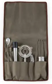 LEGACY - a brand 10-Piece Bar Tool Roll Up Kit, Mixology Bartender Travel Se...