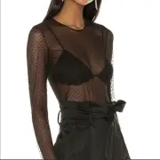 Commando Floral Lace Netting Top Black M