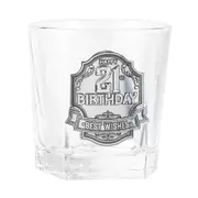 21st Badge Whisky Drinking Glass Scotch/Bourbon Cup Birthday Gift Clear 260ml
