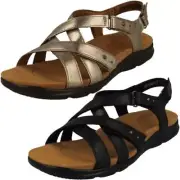 Ladies Clarks Kitly Go Strappy Cross Detailed Sandals