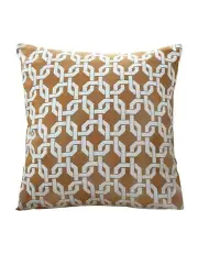 [SOGA] Checkered Chain Jacquard Square Pillow 50cm in Brown/White