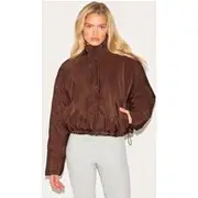 Mocha Cropped Puffer Jacket, Mocha