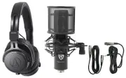 Audio Technica ATH-M60X Monitor Headphones+Professional Condenser Mic+Pop Filter
