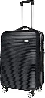 [Flightmode] Lightweight Luggage Suitcase with Digital Weighing Scale & USB Charging Port - TSA-Approved Travel Bag with Silent Wheels & Durable Iron Tie Rod Black (24 inch)