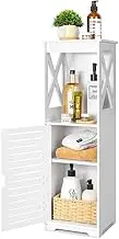 Waterproof Bathroom Cabinets, White Bathroom Storage Shelf Organizer Cupboard with Daily use Layer and 1 Cupboard Door