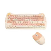 Cute Cat Shape Wireless Keyboard + Mouse Set 2.4GHz for Mac PC Desktop Laptop-Yellow