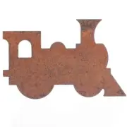 Flat Back Rusty Tin Train Engine Cutouts with Embossed Edges