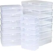 [JunHa] 18Pcs Transparent Plastic Beads Storage Box with Lid Mixed Sizes Mini Clear Plastic Containers for Small Items DIY Crafts Jewelry Hardware Business Cards Games Tools