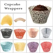 Cupcake Wrappers Laser Cut Filigree Vine Cases for Muffins Birthday Wedding