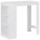 Bar Table With 3 Layer Storage Shelf Kitchen Compact Furniture Durable White