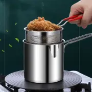 Stainless Steel Deep Frying Pot with Lid Milk Warmer Pot French Fries