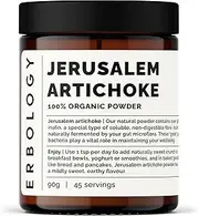 Erbology Organic Jerusalem Artichoke Powder 90g - 45 Servings - Over 50% Prebiotic Inulin - Supports Gut Health and Promotes Diverse Microbiome - Sustainably Sourced in Europe - Vegan - Gluten-Free