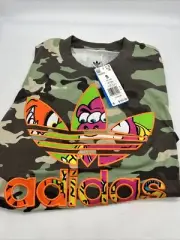 Adidas x Jeremy Scott Camo Multicolor Graphic Logo T-Shirt Mens Small New H53374