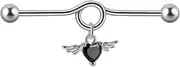 [Niaspi] 14G Angel Wings Heart Industrial Barbell Earrings for Women Girls Surgical Steel Sparkling CZ 38mm Long Dangle Cartilage Helix Piercing Barbell Earrings Industrial Ear Jewelry