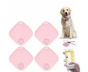 Mini GPS Tracker Anti Lost Smart Alarm Bluetooth Locator for Pet Kids Key Finder - 4pcs Pink