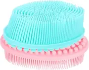 HEATSHAKING 2pcs Silicone Body Scrubber Gentle Massage Brush for Boy Girl Dual-sided Exfoliating Shower Brush for Skin Cleansing Tactile Development Tool